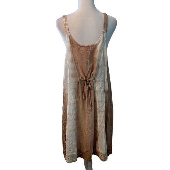 NWT Daisy Island szXL brown tan cream tie dye summer dress w/tie in back - Picture 4 of 12